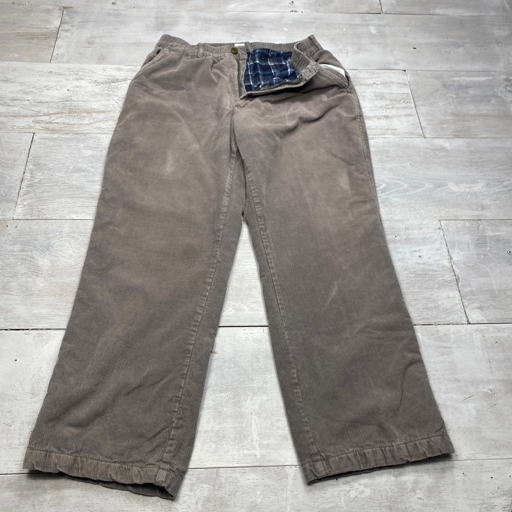 Haband Ice House Slacks Mens 36M Gray Flannel Lined Corduroy Pants Work Winter